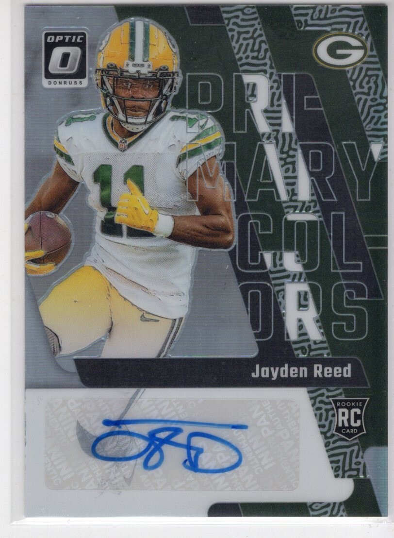 2023 Donruss Optic Football Primary Colors Autographs 12 Jayden Reed /25 RC SSP