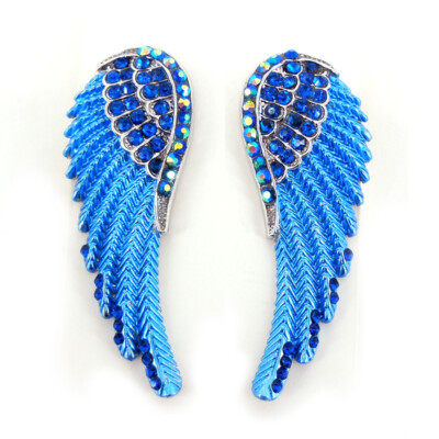 Lovely Angel Wing 5.5cm Long Use Austrian Crystal Studs Earrings - 6 Colors