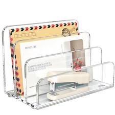 Desk Mail Organizer 3 Section Clear Acrylic Letter Holder Home Office School
