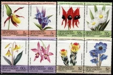 Flowers St Vincent - Grenadines Scott # 476 - 479 Mint NH Complete set of 8 (4pr