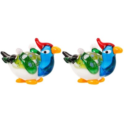  2 PCS Mandarinen-Entenstatue Aus Glas Entenskulptur Tierverzierungen