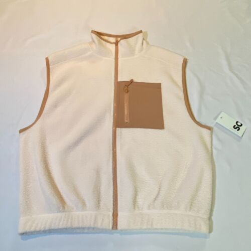 SO Goods For Life White/Tan Sleeveless Jacket Full Zip Vest Women's Size M - Afbeelding 1 van 12