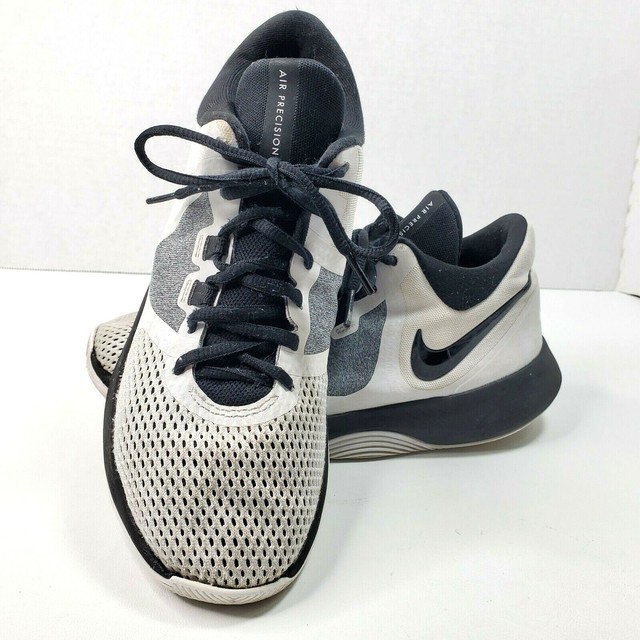 Nike Air Precision II Athletic Basketball Shoes Grey w/ Black & White