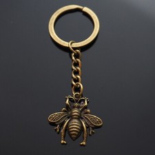 Beautiful Detailed Honey Bee Pollinators Bronze Charm Keychain Key Chain Gift