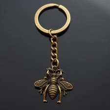 Beautiful Detailed Honey Bee Pollinators Bronze Charm Keychain Key Chain Gift