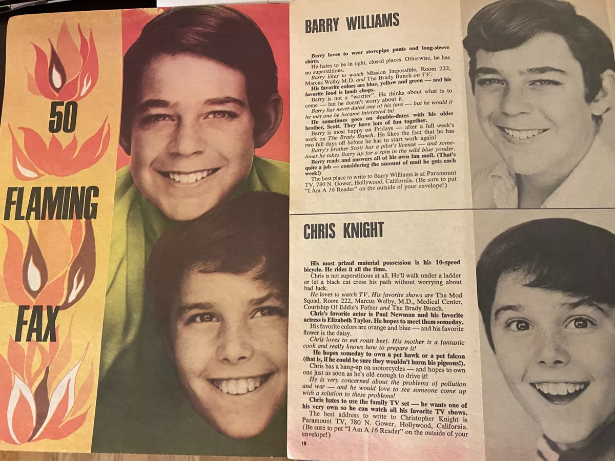 Brady Bunch, Barry Williams, Christopher Knight, Two Page Vintage Clipping