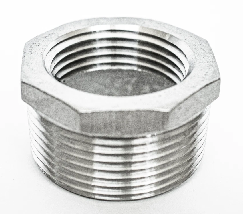 1 1/2" x 1 1/4" Stainless Steel Hex Reducer Bushing - NPT Pipe Reducer 1.5x1.25 - Image 2 of 4