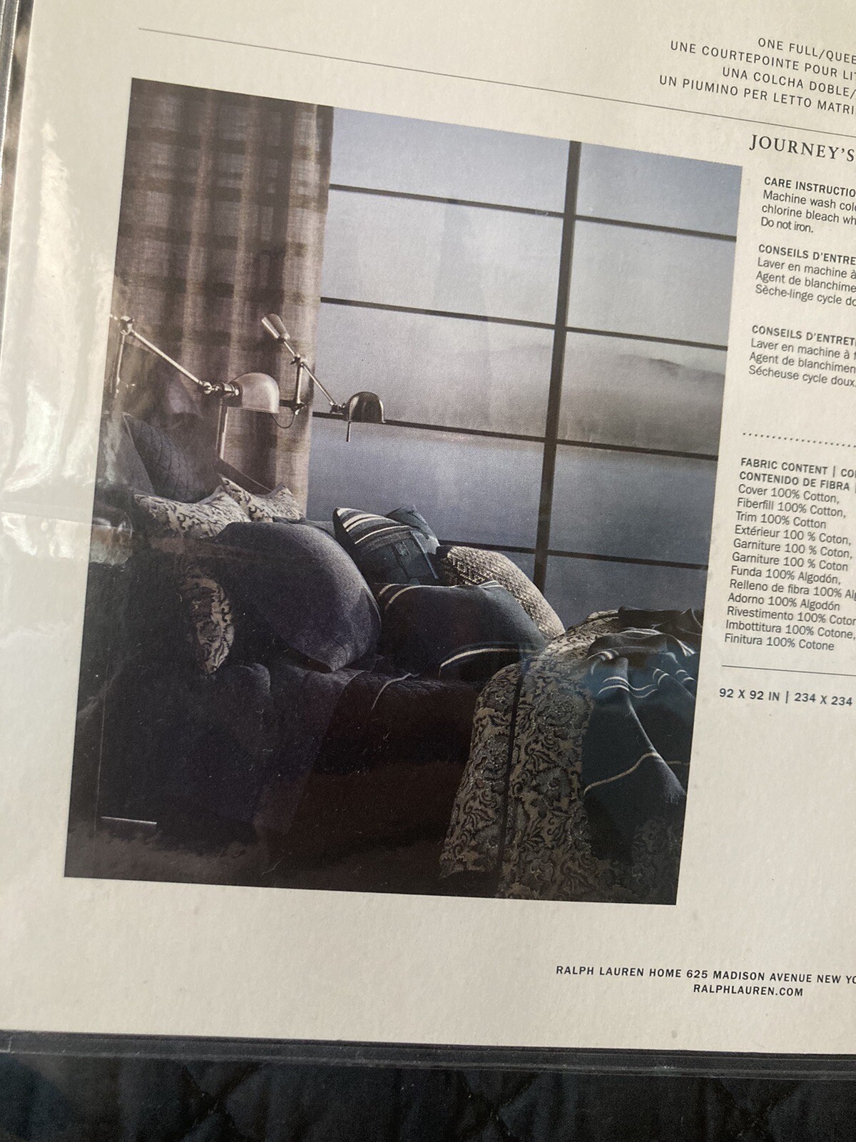 New Ralph Lauren Quilt Tait Journeys End Full Queen Navy Blue Bedding