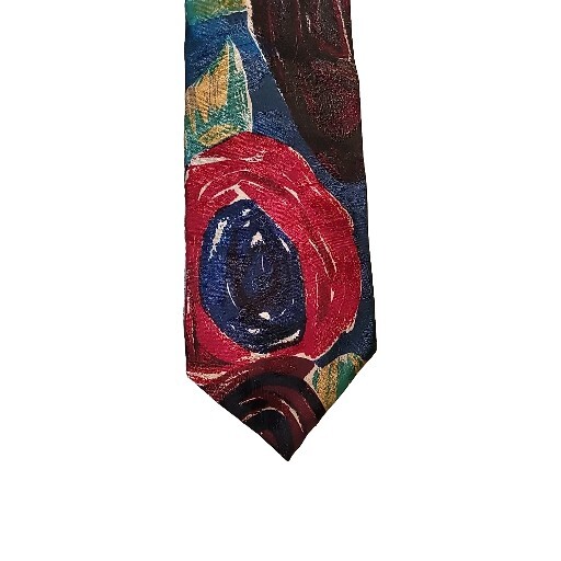 Michelsons of London Silk Necktie Red, Blue, Green Abstract Print 4" X 58" image 2