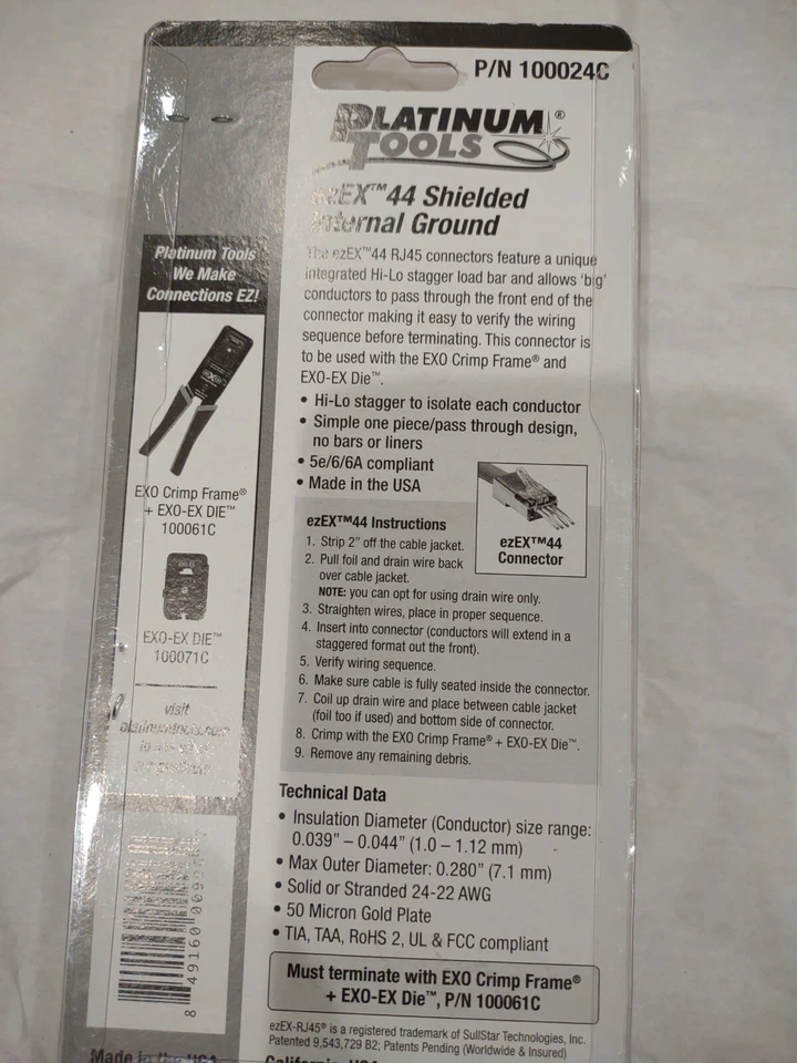 Platinum Tools ezEX-RJ45 Internal Ground Shielded Connectors 100024c Pack of 25 - Image 4 of 4