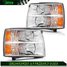 Headlights For 2007-2013 Chevy Silverado 1500 2500HD 3500HD Headlamps Lamp Pair