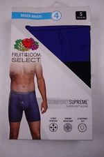 FRUIT OF THE LOOM 4 Pair Boxer Briefs Supreme Comfort Underwear NEW Small S
