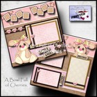 Baby girl 2 premade scrapbook pages paper piecing layout 12x12 album by cherry
