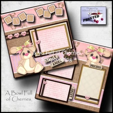 Baby girl  2 premade scrapbook pages paper piecing layout 12x12 album by cherry