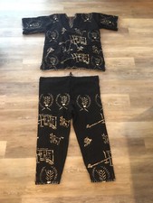 Vintage Burlap Shirt Pants Japanese Heavy Fabric XL 46  Waist Hippie Mens Outfit