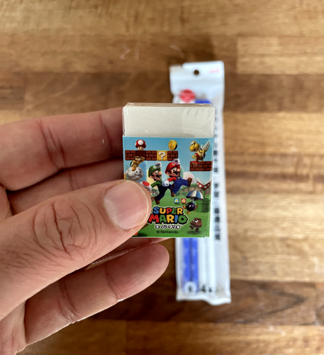 Mitsubishi Uni - 4x SUPER MARIO PENCILS (B) + ERASER + TOPPERS - Japanese Lot - Foto 6 di 7