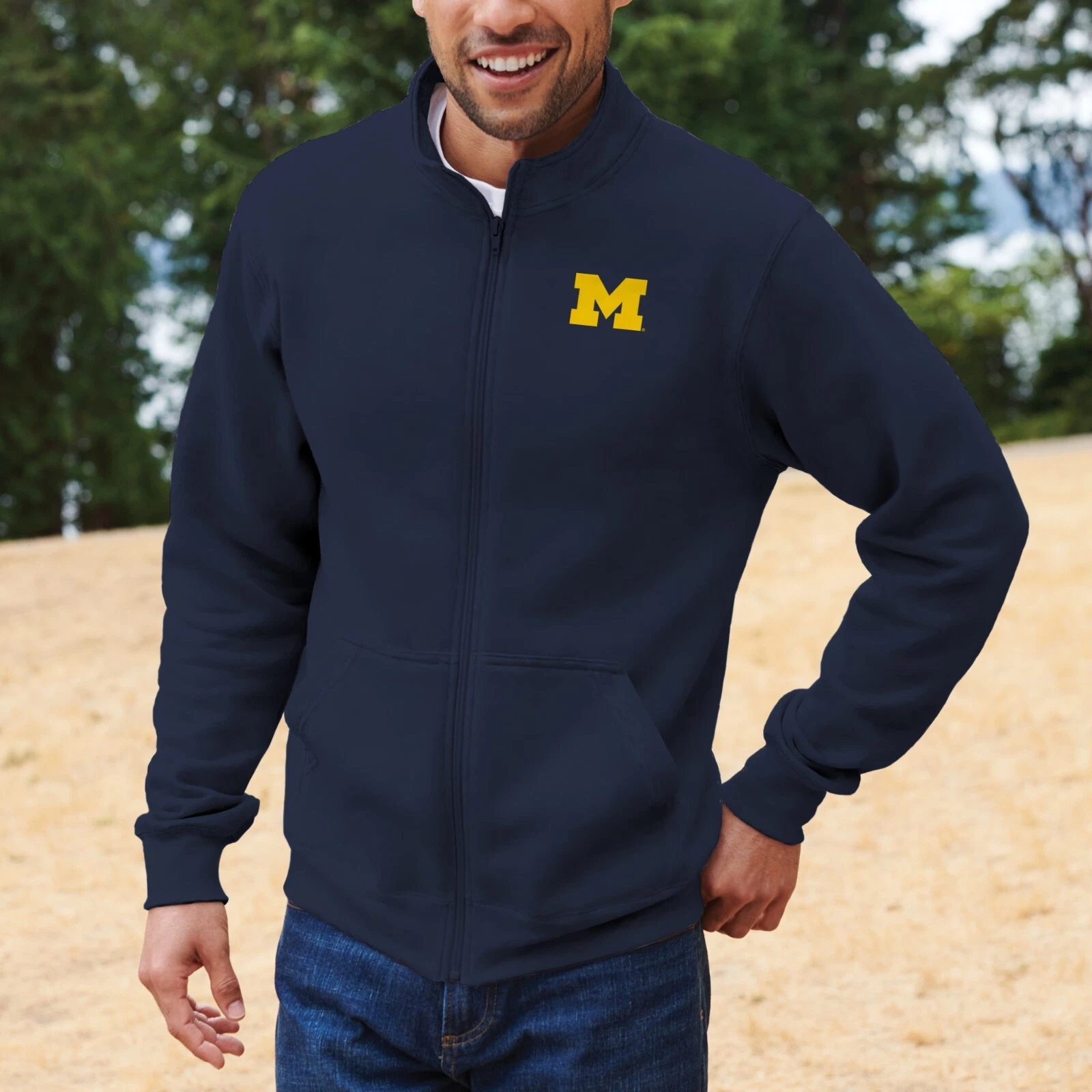 Michigan Primary Logo Zip  Sweatshirt