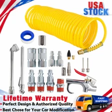 20PACK Air Compressor Accessory Kit Tool 25FT Recoil Hose Gun Tire Nozzles Set