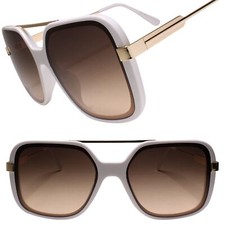 Designer Luxury XXL Oversized Gorgeous Stylish Square White  Gold Sunglasses