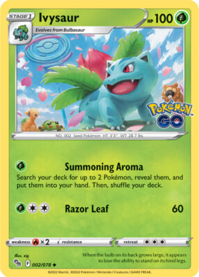 1x Ivysaur 002/078 Pokemon Go Pokemon TCG Card NM | eBay