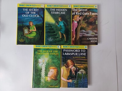 Nancy Drew Mystery Stories #1 - 2 -6 - 9 - 10 by Carolyne Keene Lot of 5 Free SH