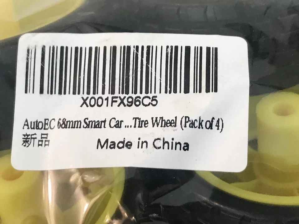 AutoEC 4 Pack Plastic Wheels X001FX96C5 68mm Smart Car Robot RC Fast Ship Yellow - Image 2 of 4
