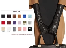 Custom Made 30cm to 80cm Long Back Three Lines Top Real Leather Gloves 18 Colors