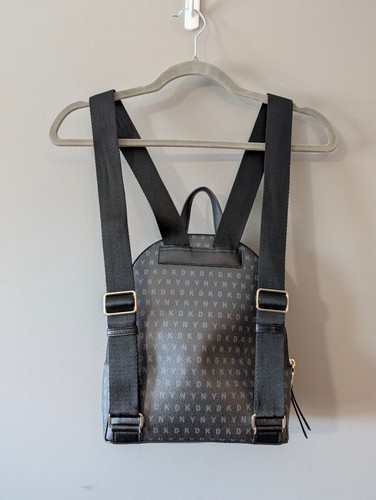 DKNY Chelsea Logo Women's Backpack Faux Leather Black Polyvinyl Y2K Gothic NWOT - Picture 8 of 14