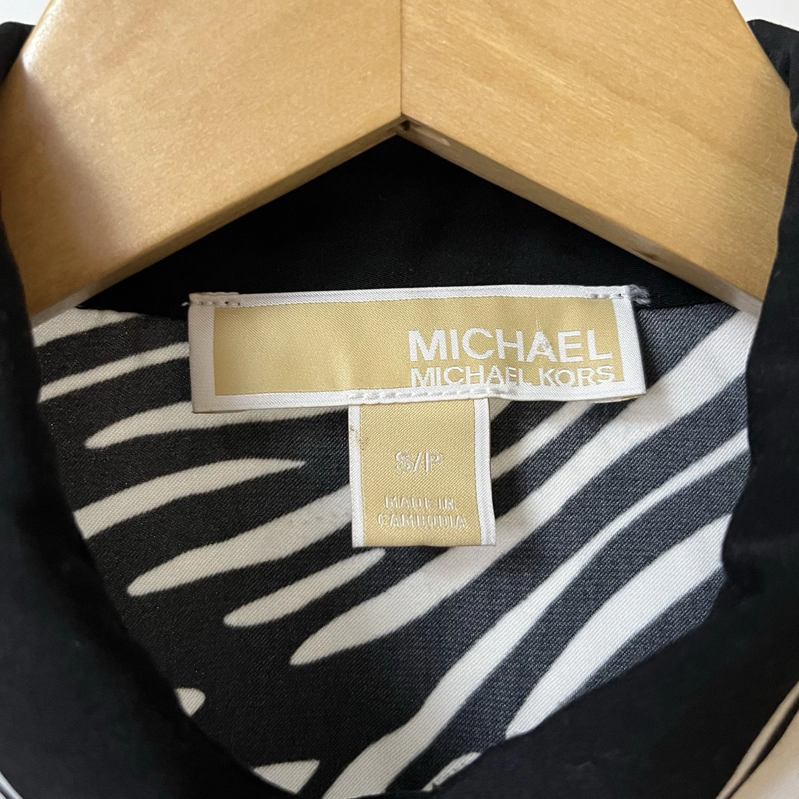 Abito Michael Kors stampa zebrata bottoni cintura manica lunga taglia small