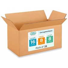 Medium Shipping Boxes 16"x8"x8" 25-Pack - Extra Strength 200 lb Corrugated Car