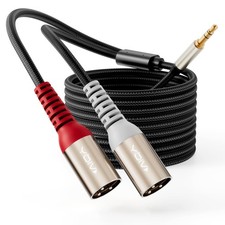 3.5MM To Dual XLR Cable 6.6 FT Unbalanced Aux Male To 2 Male Cord 1/8 Inch