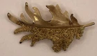 Vintage  BSK Brooch Brushed Gold Tone Leaf Pin Costume Jewelry Signed
