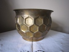 Vintage Brass/Metal Honeycomb Cache Pot Plant Pot Holder Jardiniere