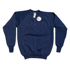 NOS Vintage 70s 80s Healthknit Navy Pullover Crewneck Sweatshirt Youth Size L