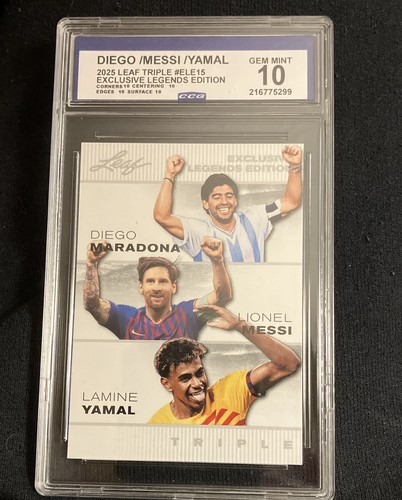 2025 Leaf Triple - Exclusive Legends Edition Maradona, Lionel Messi, Lam Yamal,