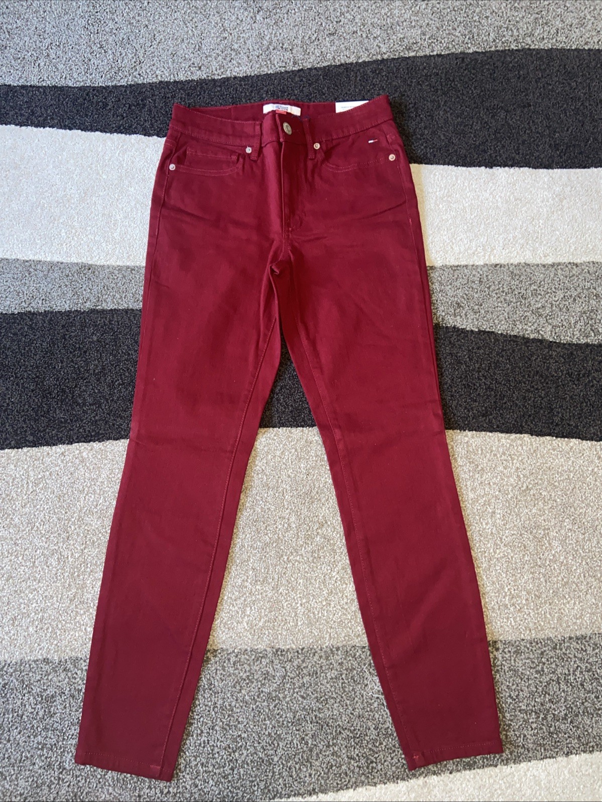 TOMMY HILFIGER Womens Tribeca Skinny Cropped Jeans Red Sz 4 NEW