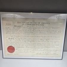 1890 President Benjamin Harrison Land Grant Certificate Colorado 
