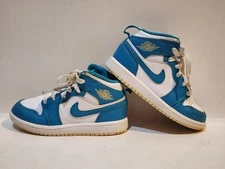 Nike Air Jordan 1 Mid Aquatone White Shoes DQ8424-400 GS Size 12C