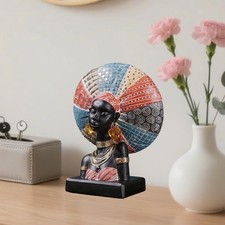 Afrikanische Frauenfigur aus Kunstharz, Tischdekoration, handgefertigt, mit