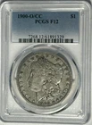 1900 O/CC MORGAN DOLLAR PCGS FINE 12