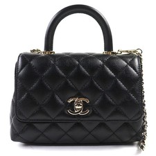 Chanel Coco Handle Caviar 2Way Shoulder Bag Women Black One Size