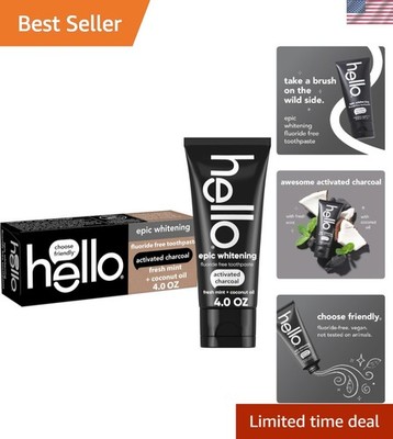 Natural Teeth Whitener: Epic 4 oz Charcoal Toothpaste - Enamel Safe & Effective