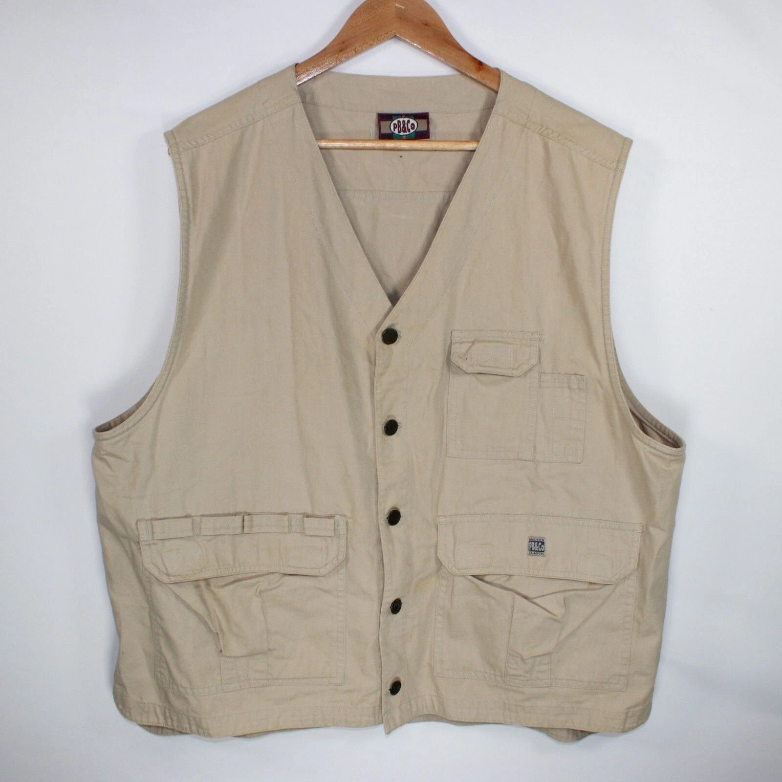 Vintage Fishing Gilet Utility Vest Beige Men's Size XL Pockets Tactical 90s Oman