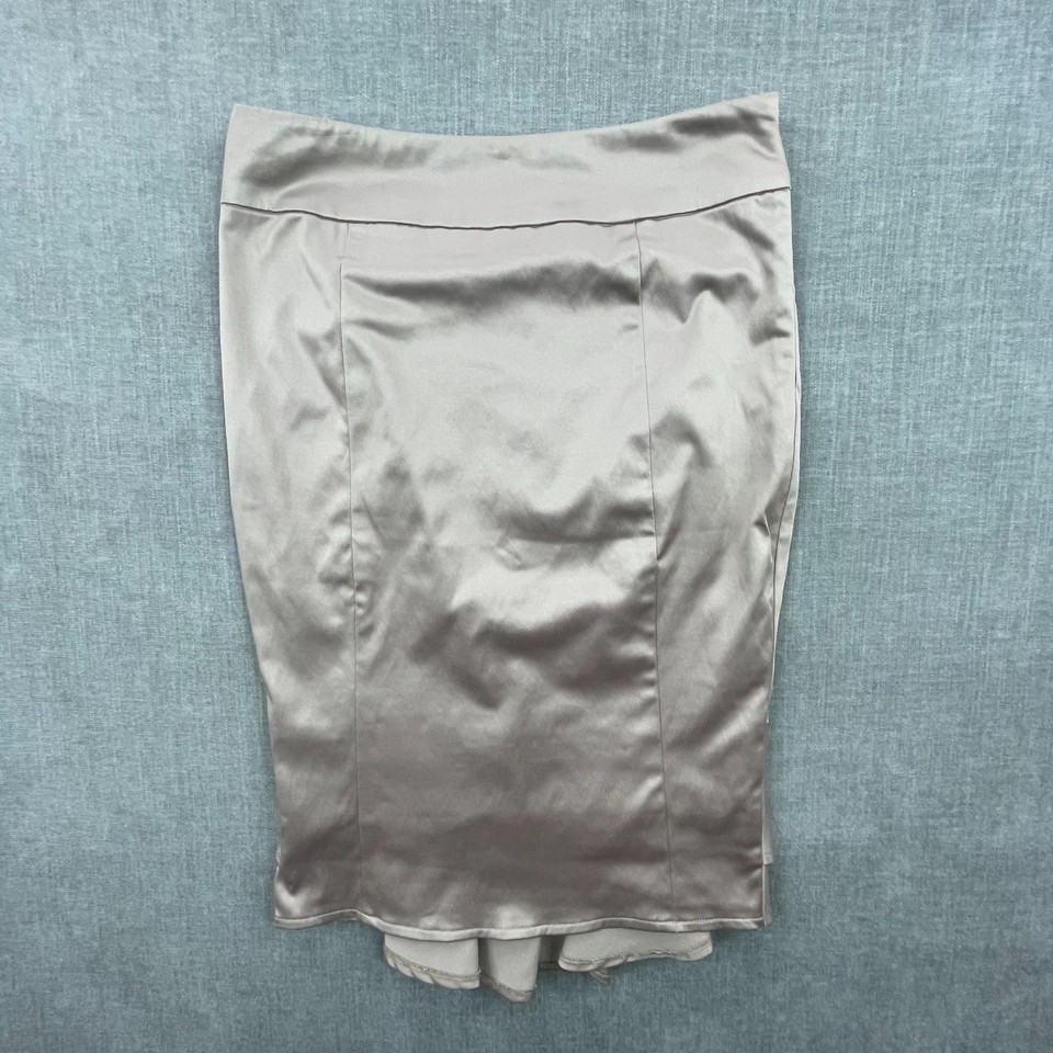 Jacqui E Gold Satin Skirt Size 6 Metallic Ruffle Flounce Cocktail