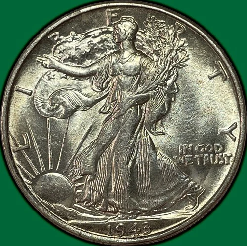 1943 Walking Liberty Half Dollar Near Uncirculated AU+/UNC Coin #36676