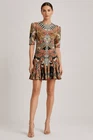 ALEXANDER McQUEEN 2011 Folklore Fin Size IT40 100% Silk Multicolor Mini Dress