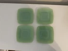 Set of 4 Vintage Jadite Glass Square Side Plates 5in