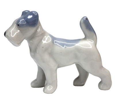 Miniature Porcelain Dog Figurine Ceramic Schnauzer Airedale Terrier Puppy