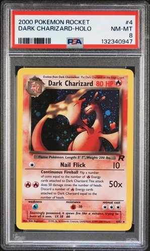 2000 POKEMON ROCKET #4 DARK CHARIZARD-HOLO PSA 8