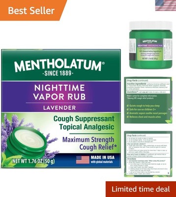 Lavender Scent Nighttime Vapor Rub - Fast-Acting Cough Relief Ointment, 1.76 oz